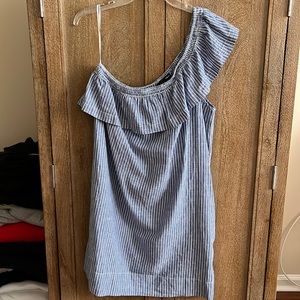 Aqua Off the Shoulder Cotton/Linen Sundress